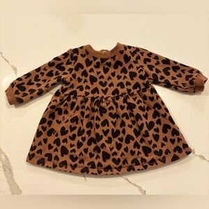Carter's-girls-3M -brown dress with black heart pattern.
